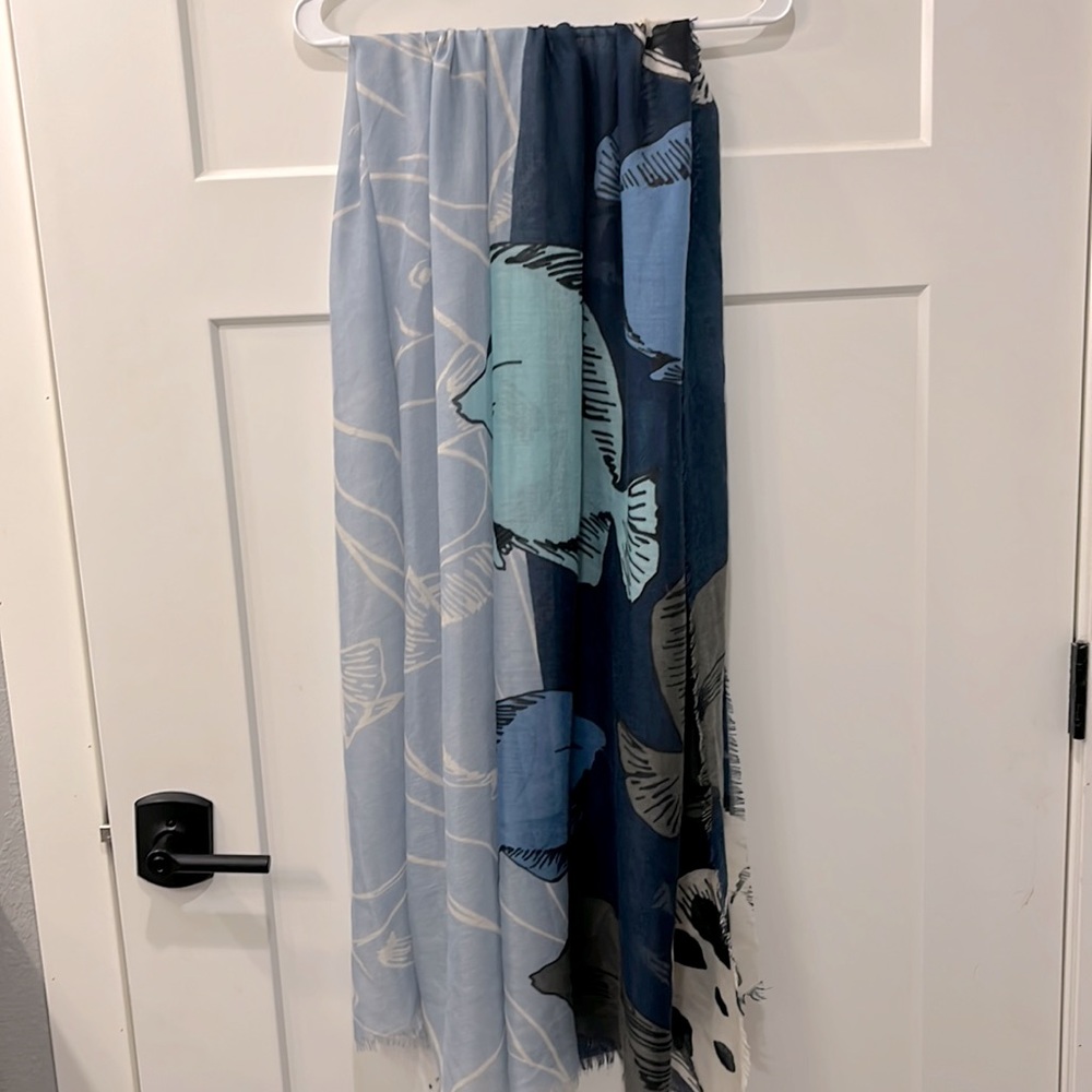 Blue patterned scarf